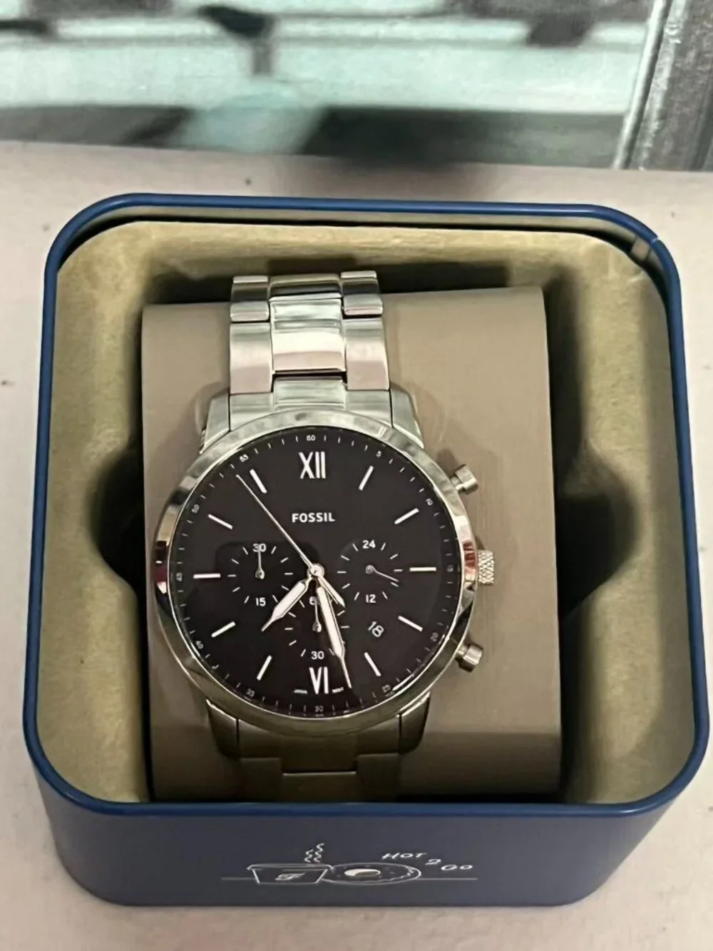 Fossil FS5384 Neutra Chrono Steel Men Dress Casual Watch Black Dial